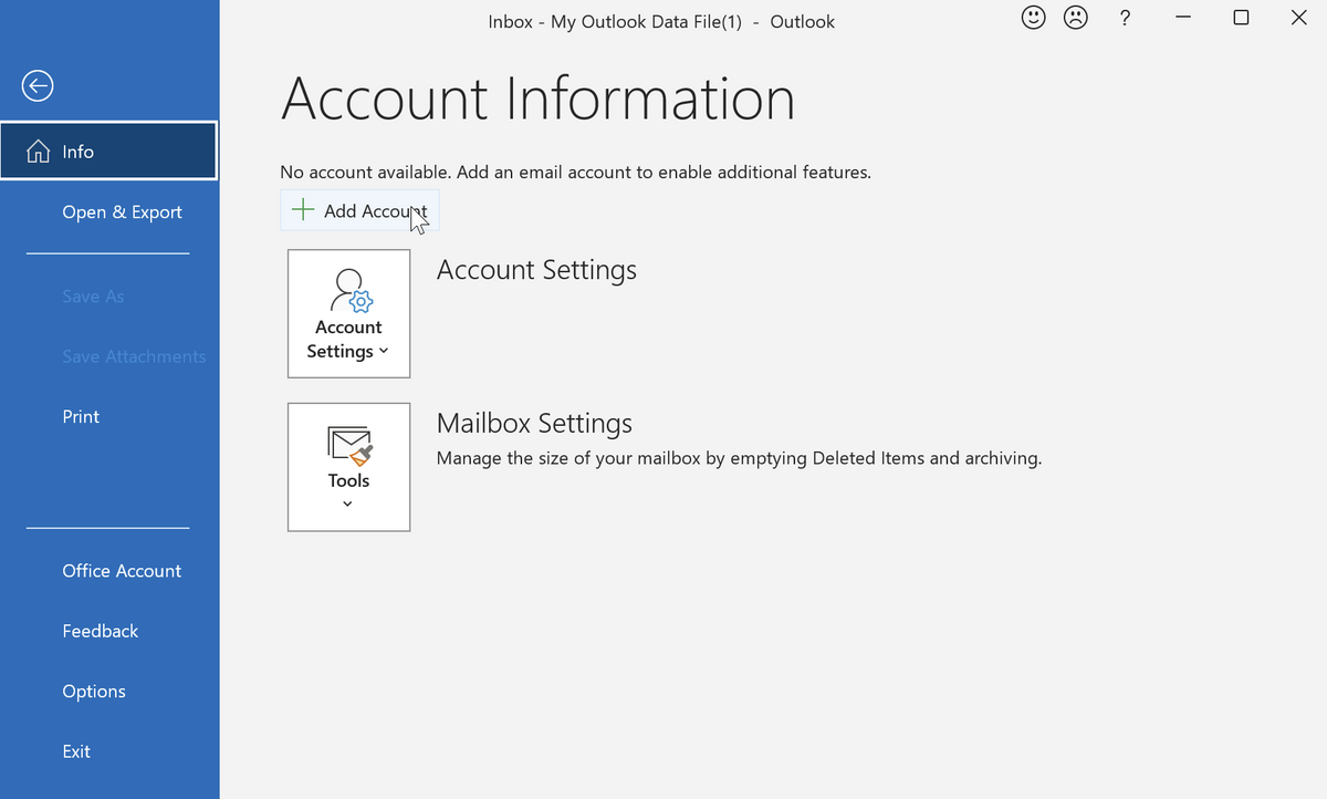 Account Information - Add Account